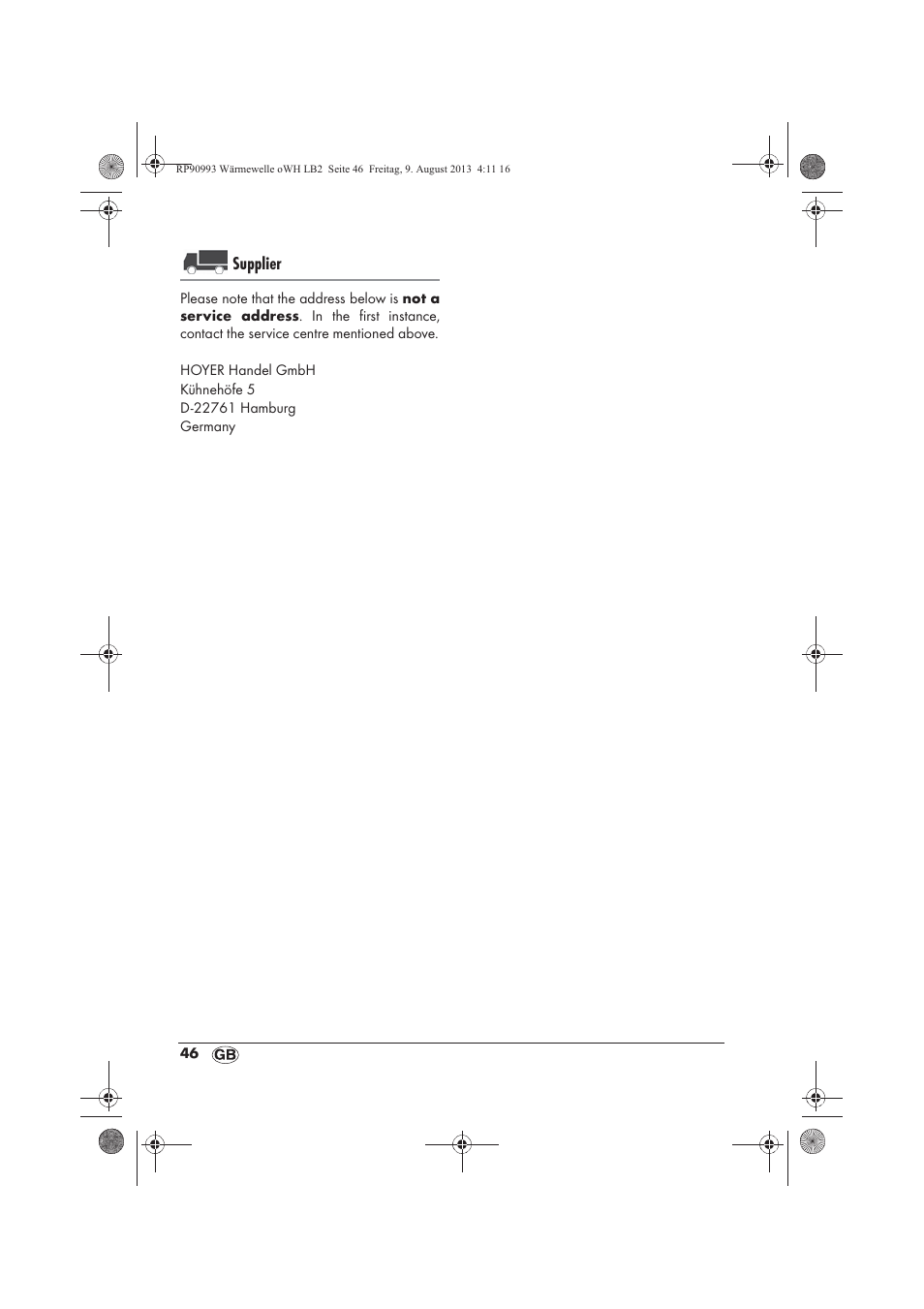 Supplier | Silvercrest SWW 1500 B2 User Manual | Page 48 / 50