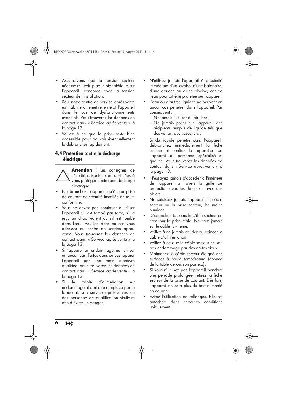 4 protection contre la décharge électrique | Silvercrest SWW 1500 B2 User Manual | Page 8 / 50