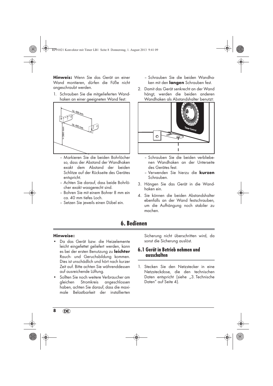 Bedienen, 1 gerät in betrieb nehmen und ausschalten | Silvercrest SKT 2000 B1 User Manual | Page 10 / 62