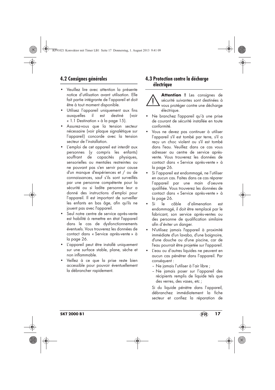 2 consignes générales, 3 protection contre la décharge électrique | Silvercrest SKT 2000 B1 User Manual | Page 19 / 62