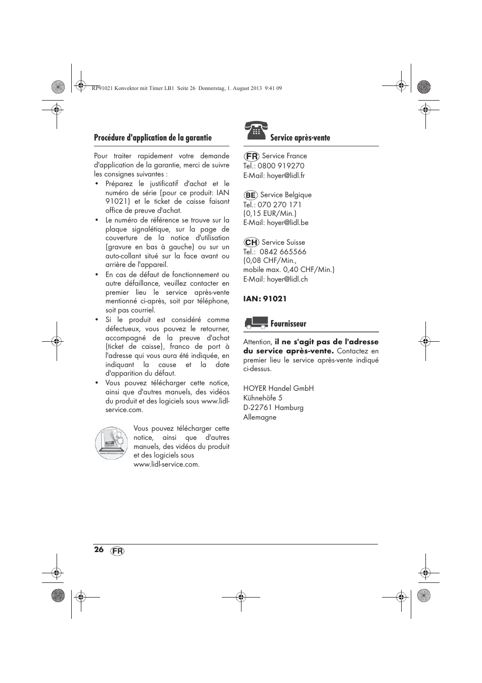 Procédure d'application de la garantie, Service après-vente, Fournisseur | Silvercrest SKT 2000 B1 User Manual | Page 28 / 62