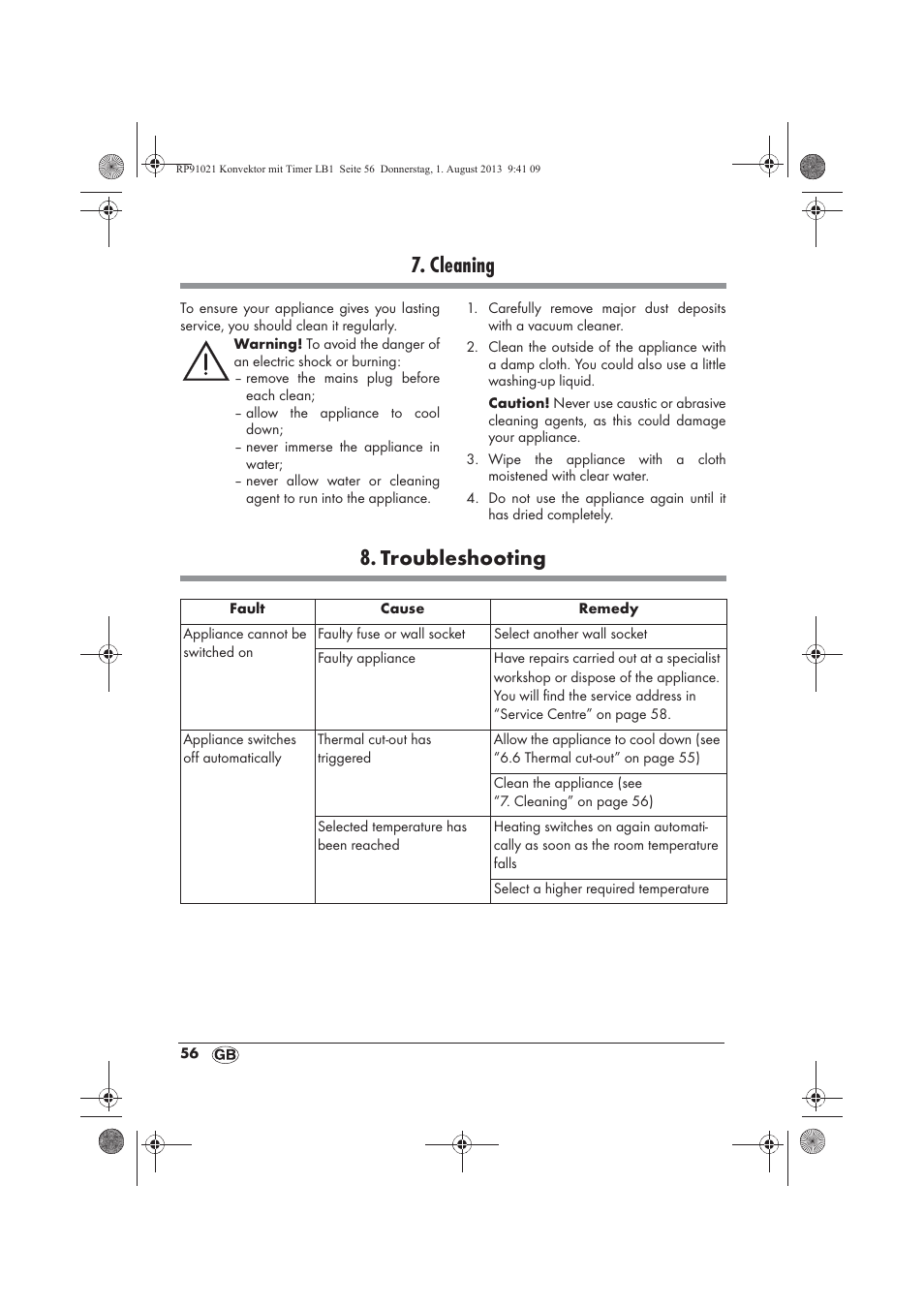 Cleaning, Troubleshooting | Silvercrest SKT 2000 B1 User Manual | Page 58 / 62