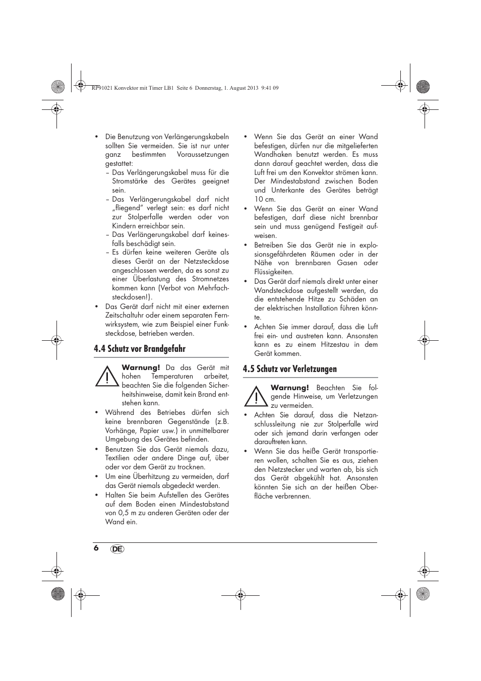 4 schutz vor brandgefahr, 5 schutz vor verletzungen | Silvercrest SKT 2000 B1 User Manual | Page 8 / 62