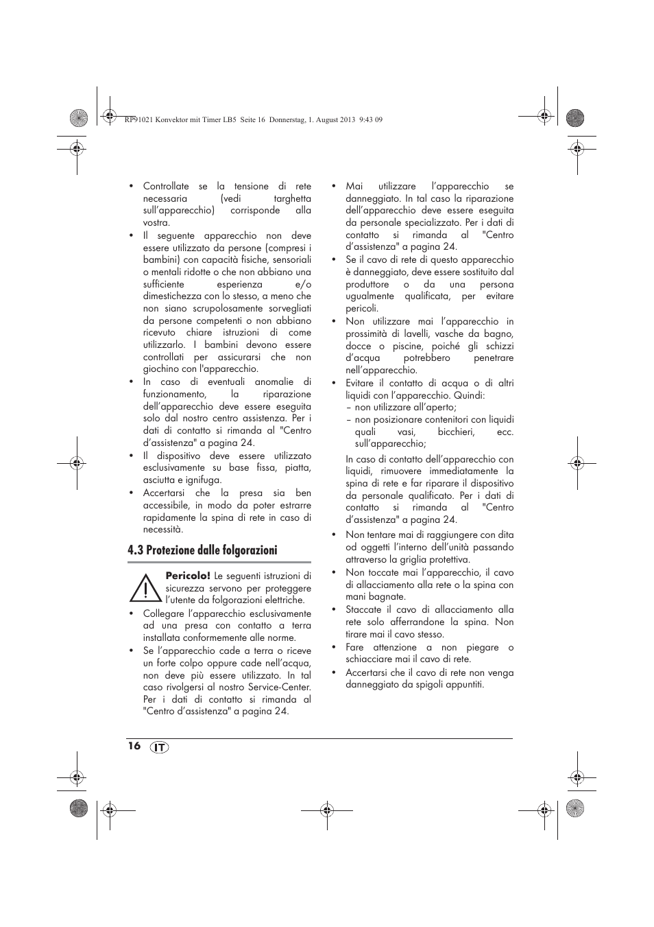 3 protezione dalle folgorazioni | Silvercrest SKT 2000 B1 User Manual | Page 18 / 62