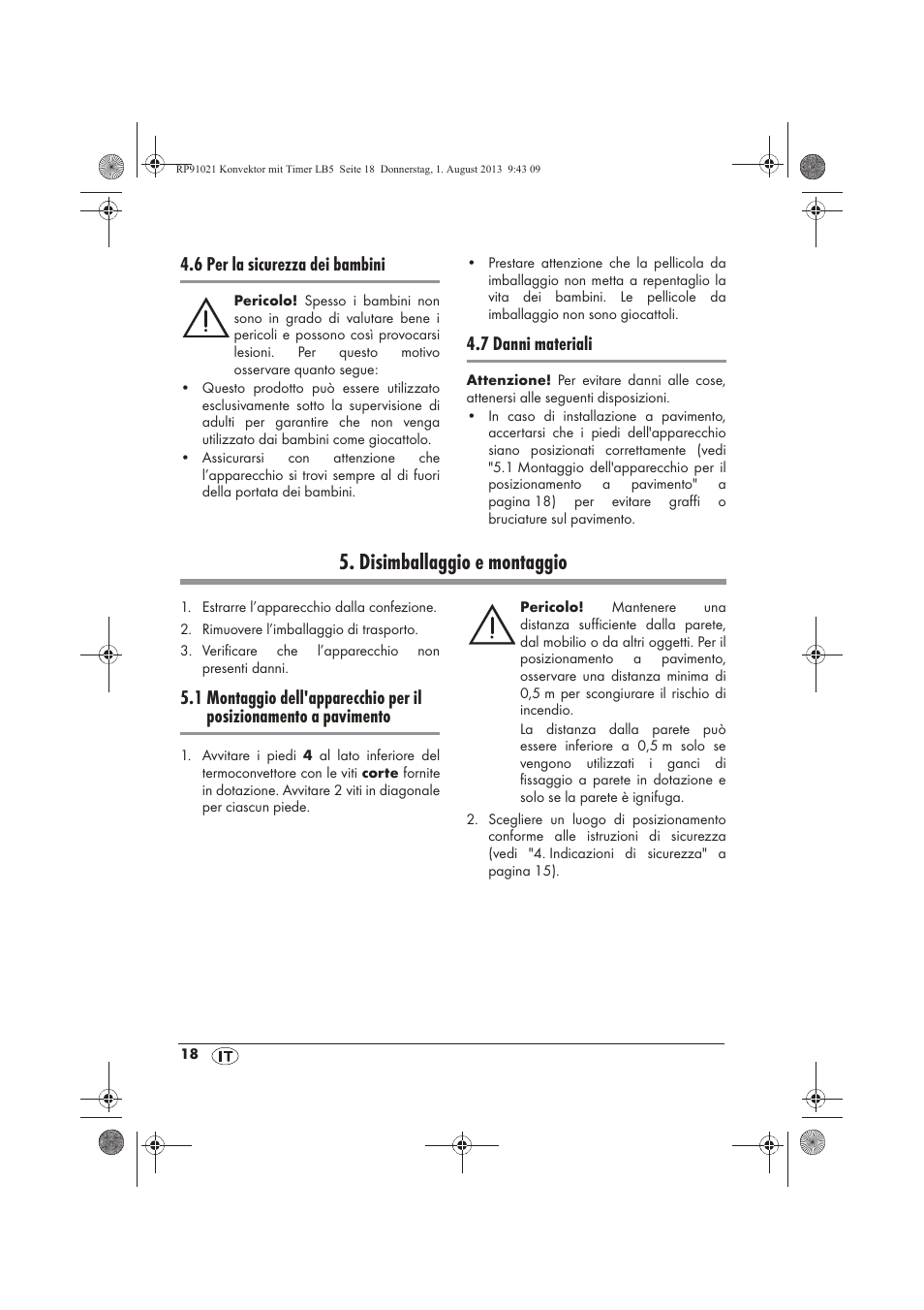 Disimballaggio e montaggio, 6 per la sicurezza dei bambini, 7 danni materiali | Silvercrest SKT 2000 B1 User Manual | Page 20 / 62