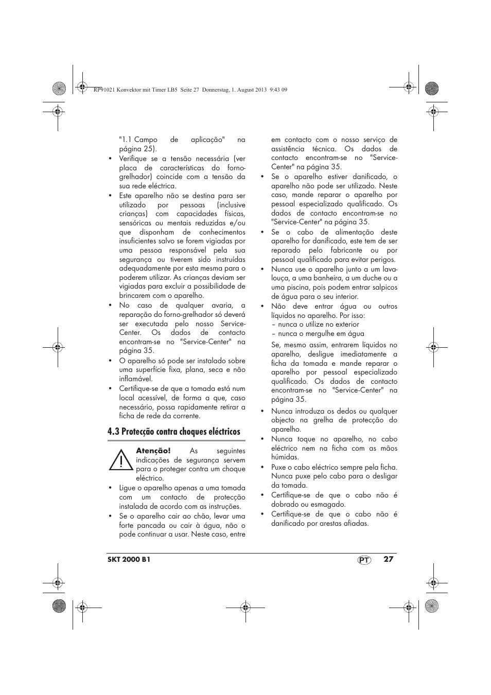 3 protecção contra choques eléctricos | Silvercrest SKT 2000 B1 User Manual | Page 29 / 62