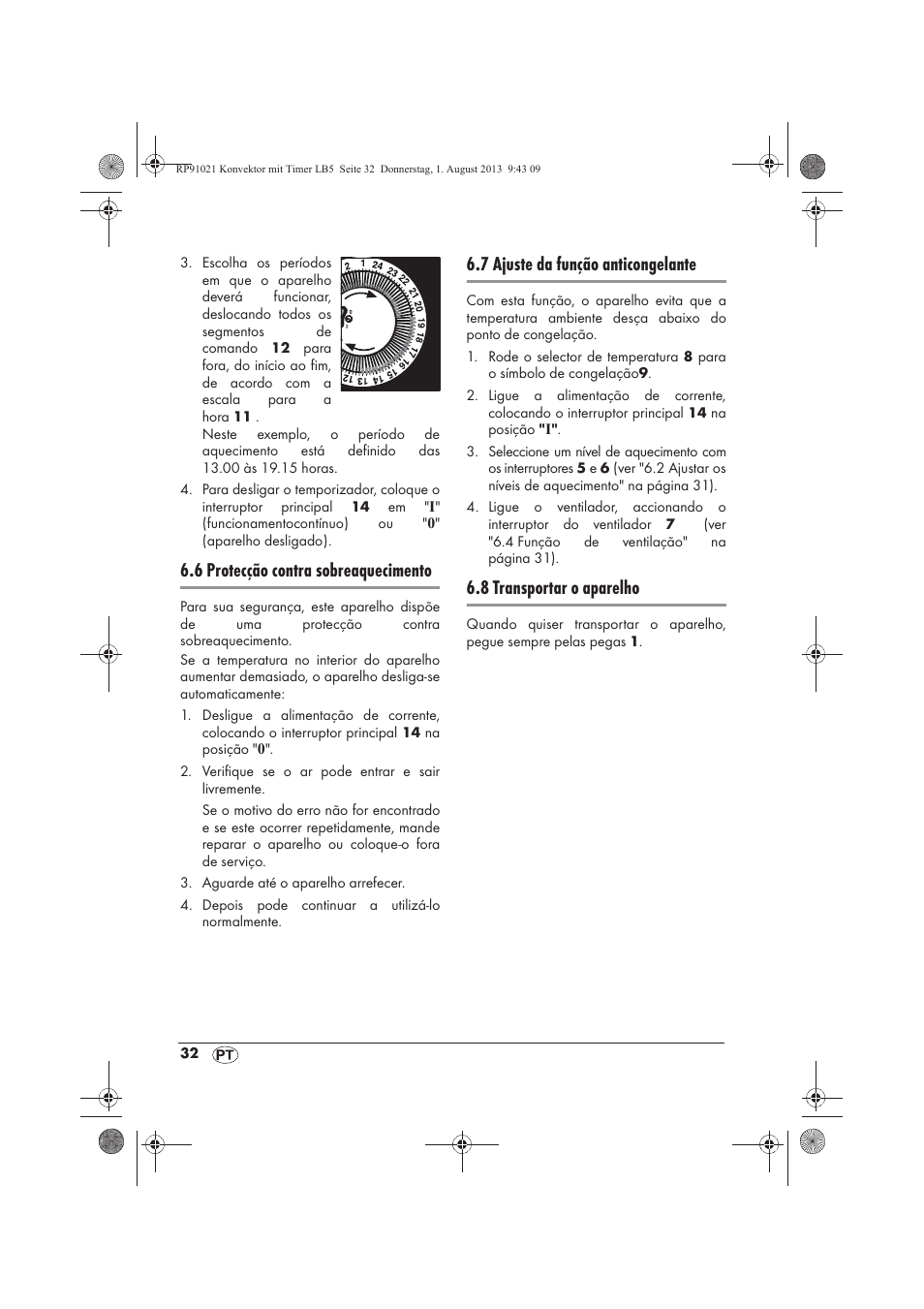 6 protecção contra sobreaquecimento, 7 ajuste da função anticongelante, 8 transportar o aparelho | Silvercrest SKT 2000 B1 User Manual | Page 34 / 62