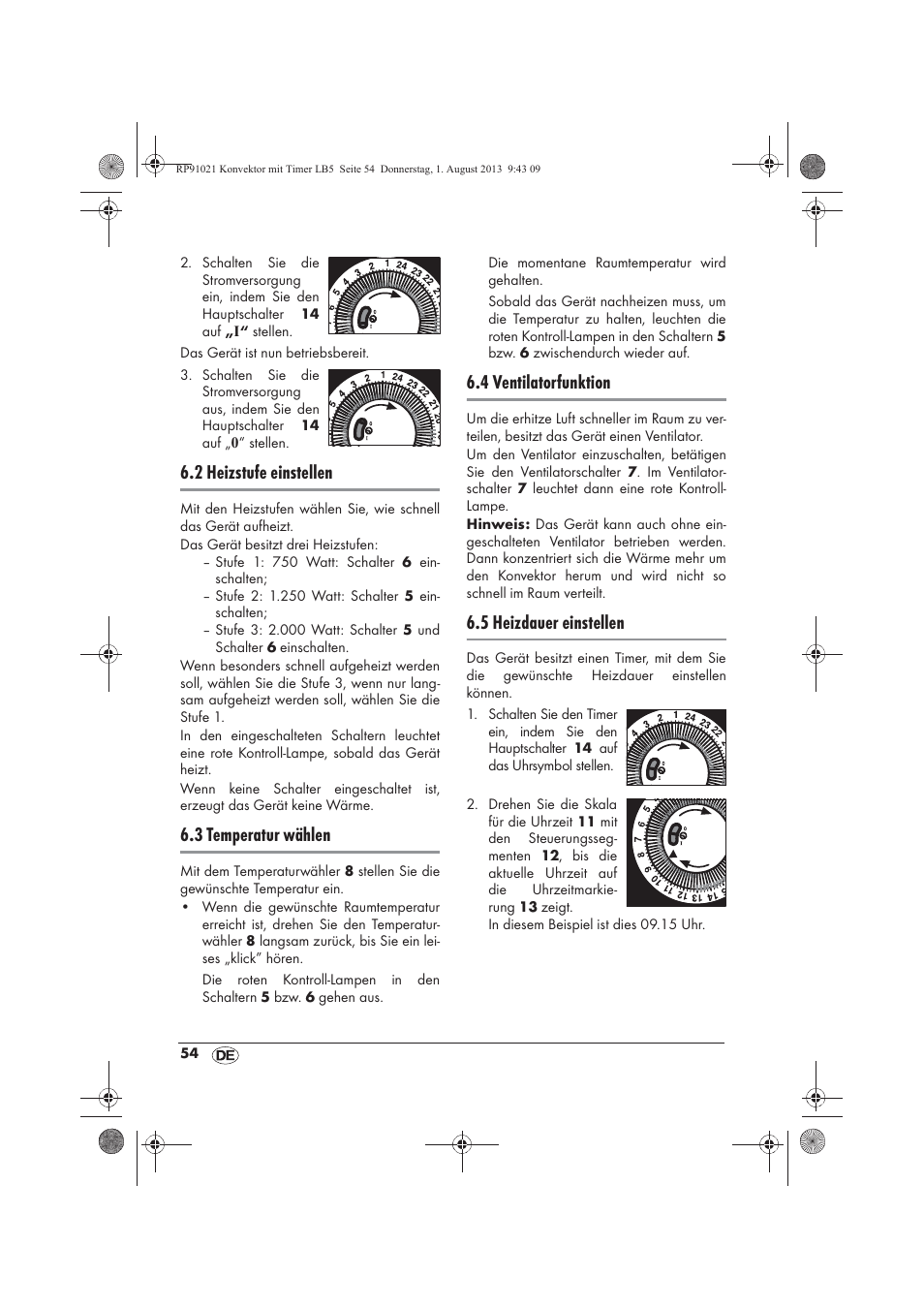 2 heizstufe einstellen, 3 temperatur wählen, 4 ventilatorfunktion | 5 heizdauer einstellen | Silvercrest SKT 2000 B1 User Manual | Page 56 / 62