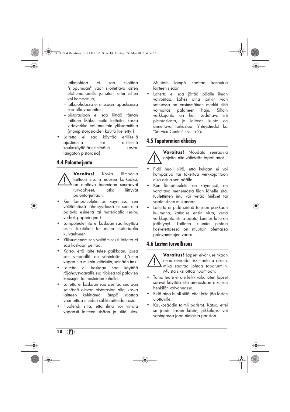 4 palontorjunta, 5 tapaturmien ehkäisy, 6 lasten turvallisuus | Silvercrest SHT 2000 A1 User Manual | Page 20 / 90