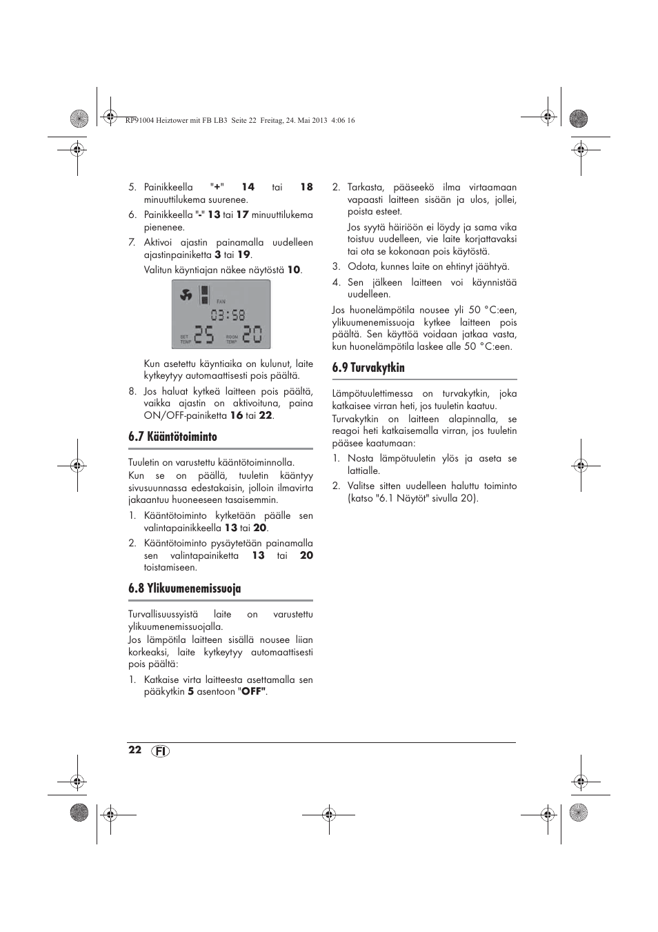 7 kääntötoiminto, 8 ylikuumenemissuoja, 9 turvakytkin | Silvercrest SHT 2000 A1 User Manual | Page 24 / 90
