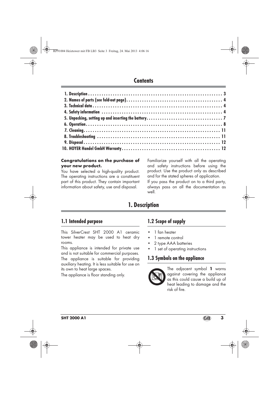 Silvercrest SHT 2000 A1 User Manual | Page 5 / 90
