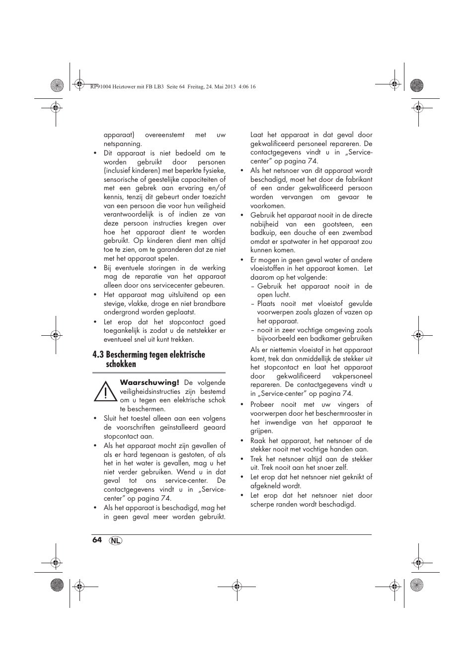 3 bescherming tegen elektrische schokken | Silvercrest SHT 2000 A1 User Manual | Page 66 / 90