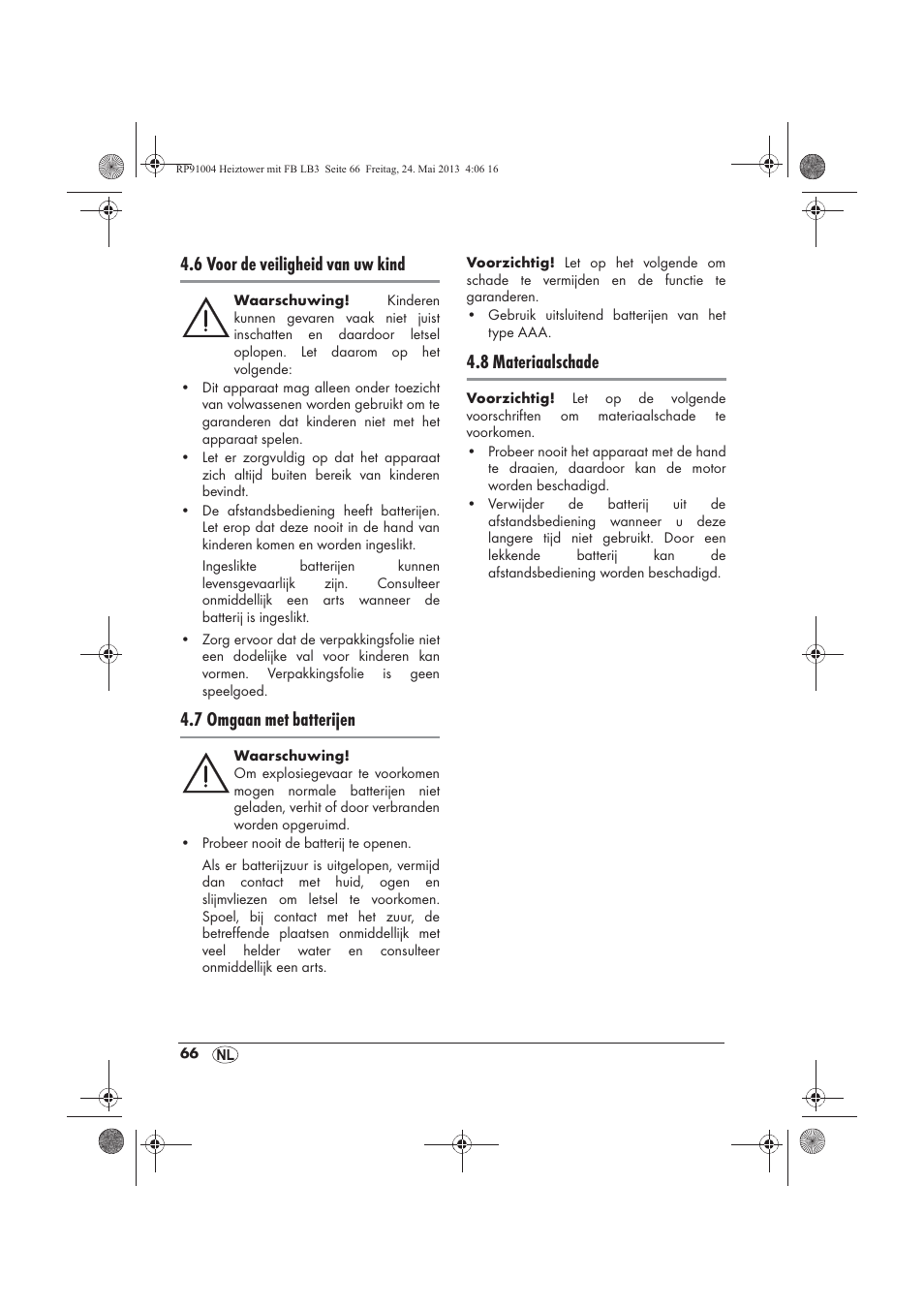 6 voor de veiligheid van uw kind, 7 omgaan met batterijen, 8 materiaalschade | Silvercrest SHT 2000 A1 User Manual | Page 68 / 90