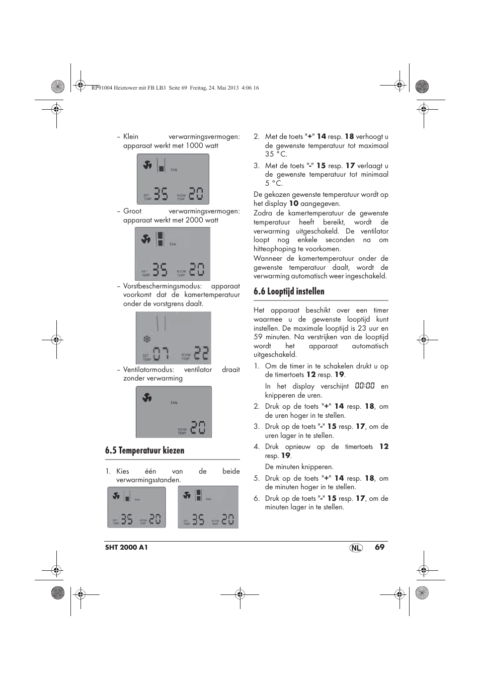 5 temperatuur kiezen, 6 looptijd instellen | Silvercrest SHT 2000 A1 User Manual | Page 71 / 90