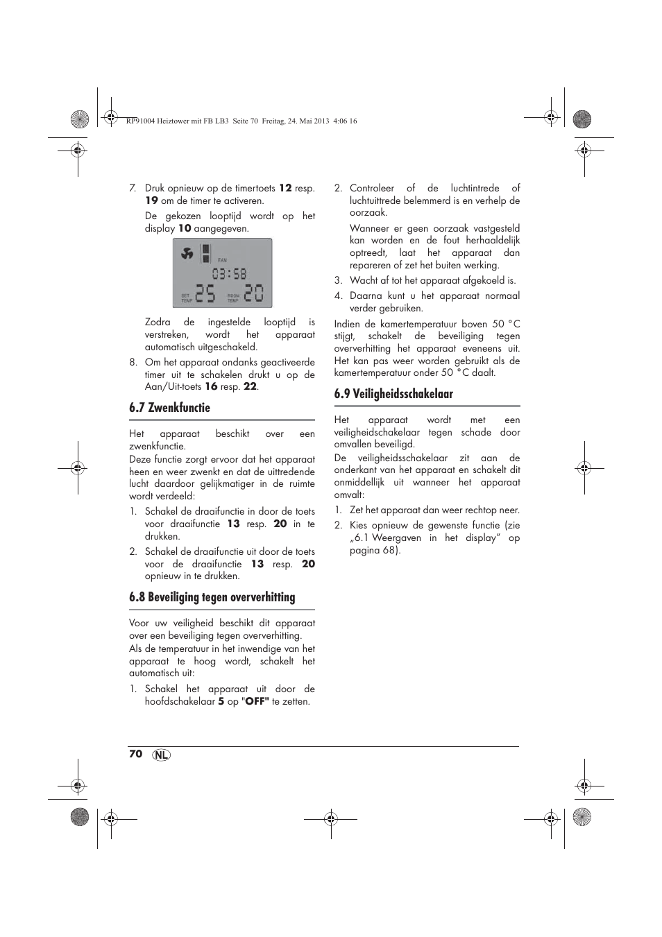 7 zwenkfunctie, 8 beveiliging tegen oververhitting, 9 veiligheidsschakelaar | Silvercrest SHT 2000 A1 User Manual | Page 72 / 90