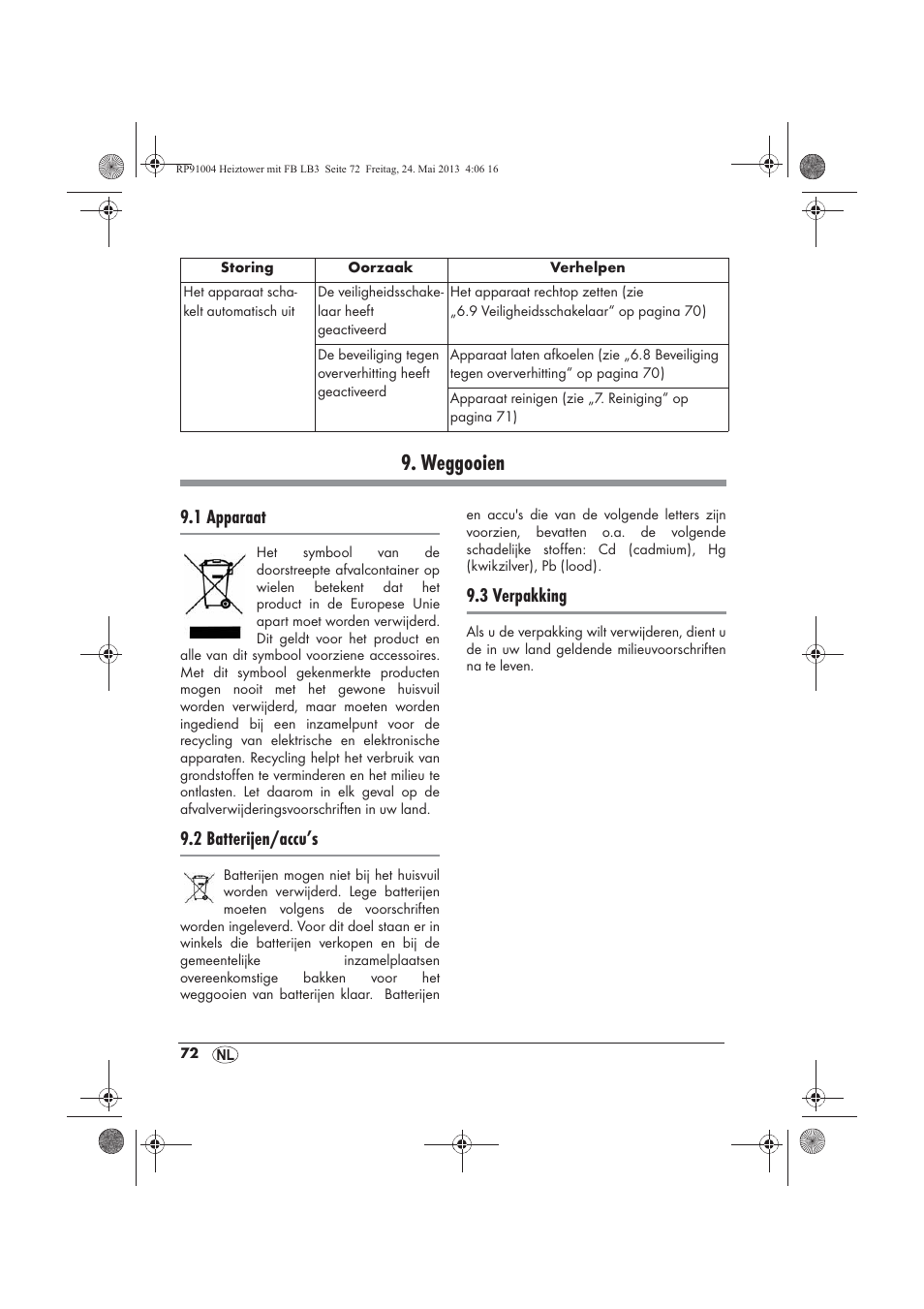 Weggooien, 1 apparaat, 2 batterijen/accu’s | 3 verpakking | Silvercrest SHT 2000 A1 User Manual | Page 74 / 90