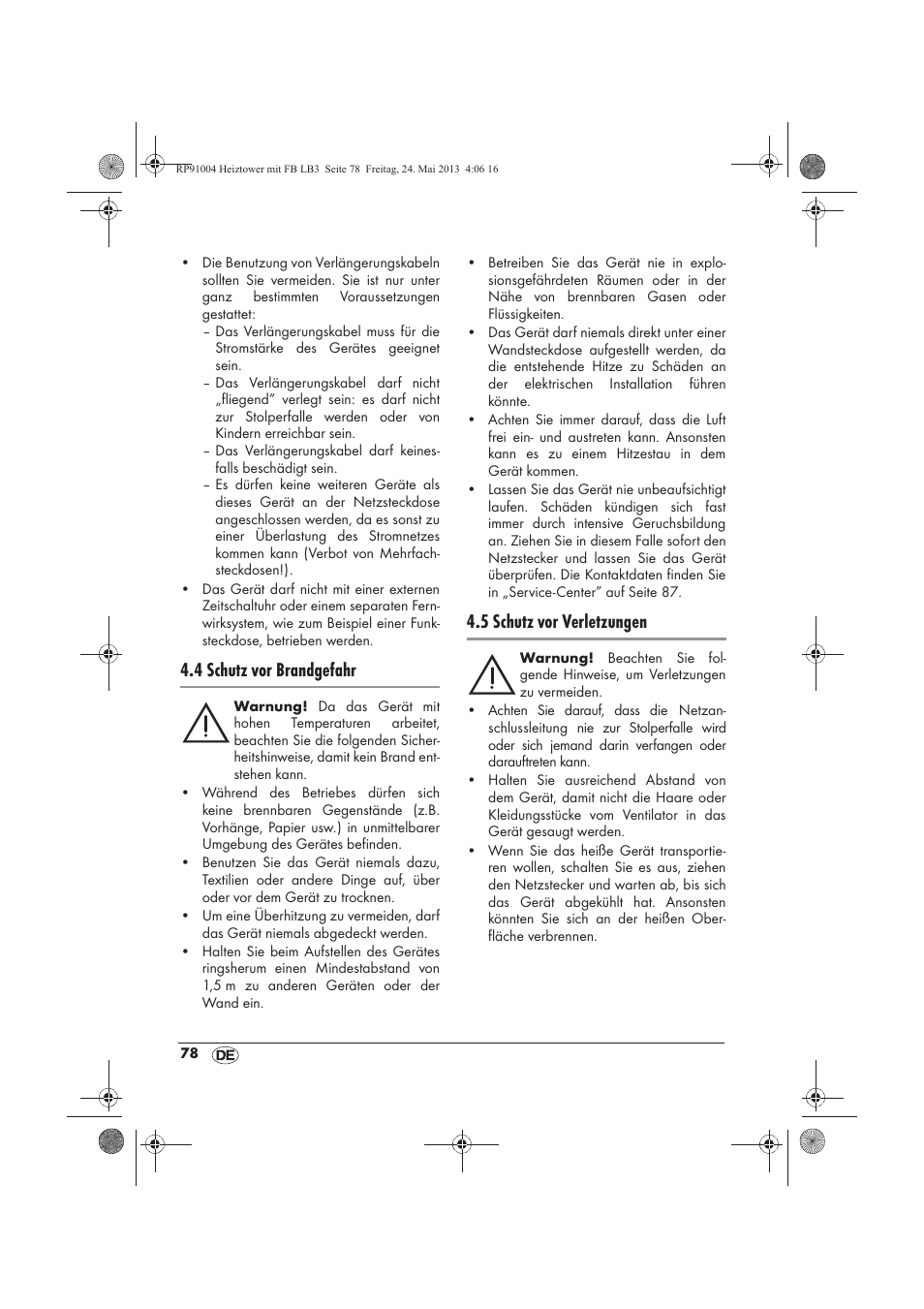 4 schutz vor brandgefahr, 5 schutz vor verletzungen | Silvercrest SHT 2000 A1 User Manual | Page 80 / 90