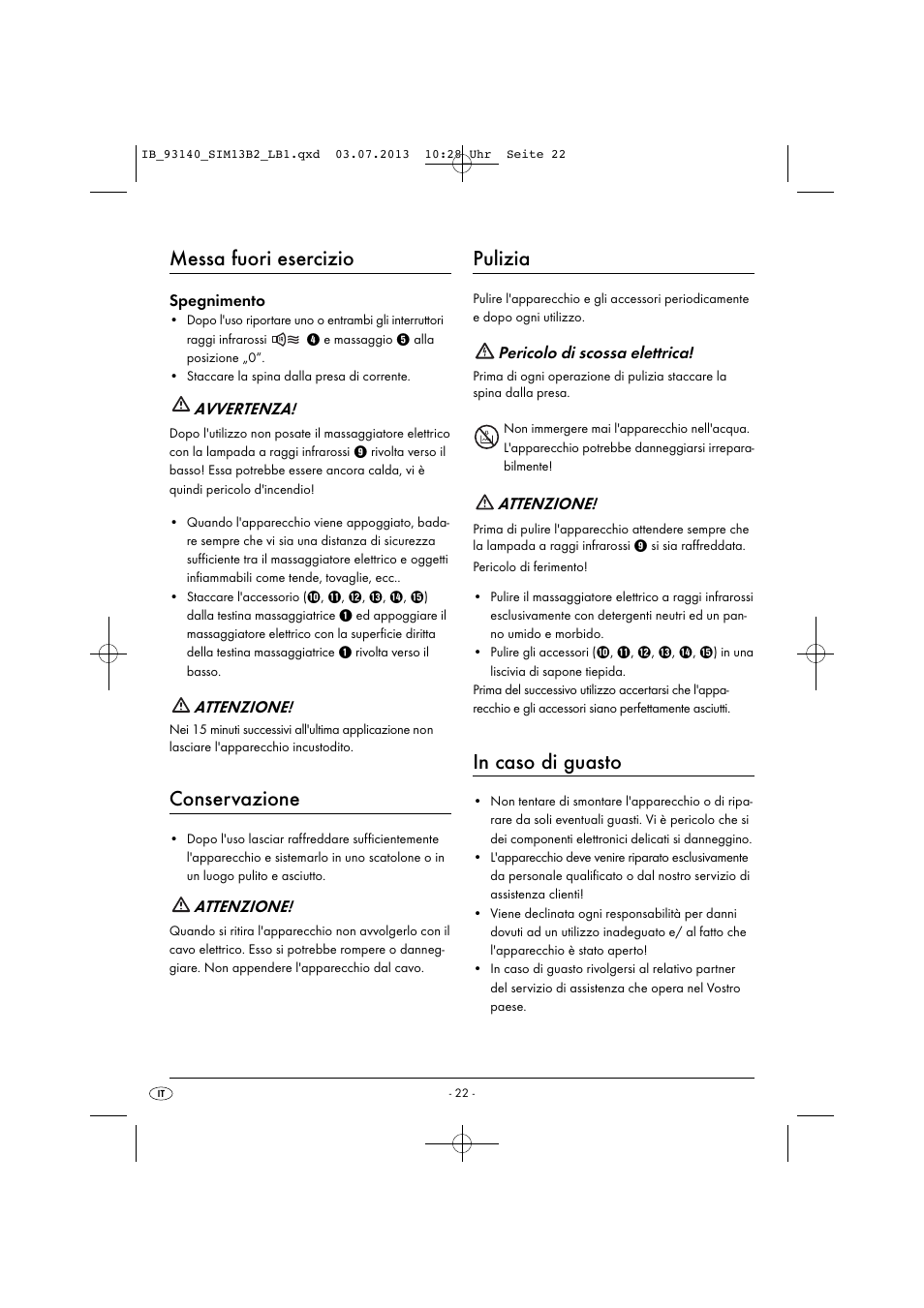 Messa fuori esercizio, Conservazione, Pulizia | Silvercrest SIM 13 B2 User Manual | Page 25 / 43