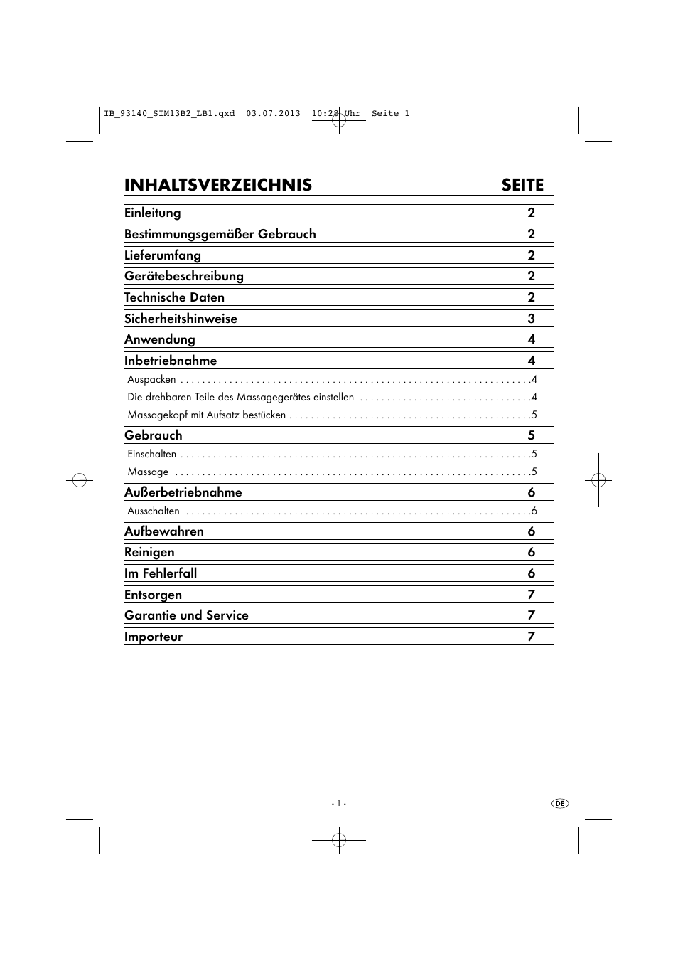 Inhaltsverzeichnis seite | Silvercrest SIM 13 B2 User Manual | Page 4 / 43