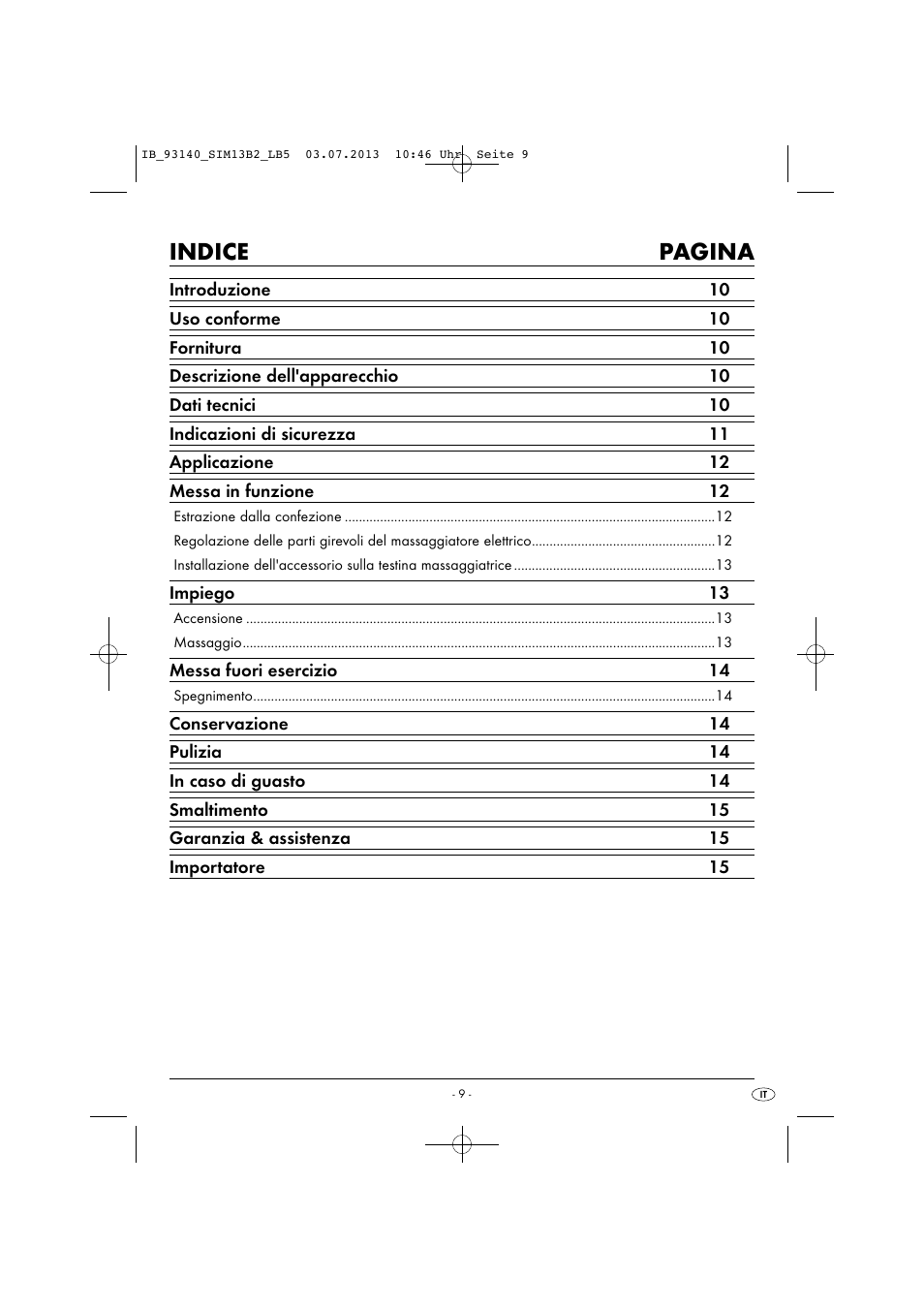 Indice pagina | Silvercrest SIM 13 B2 User Manual | Page 12 / 43