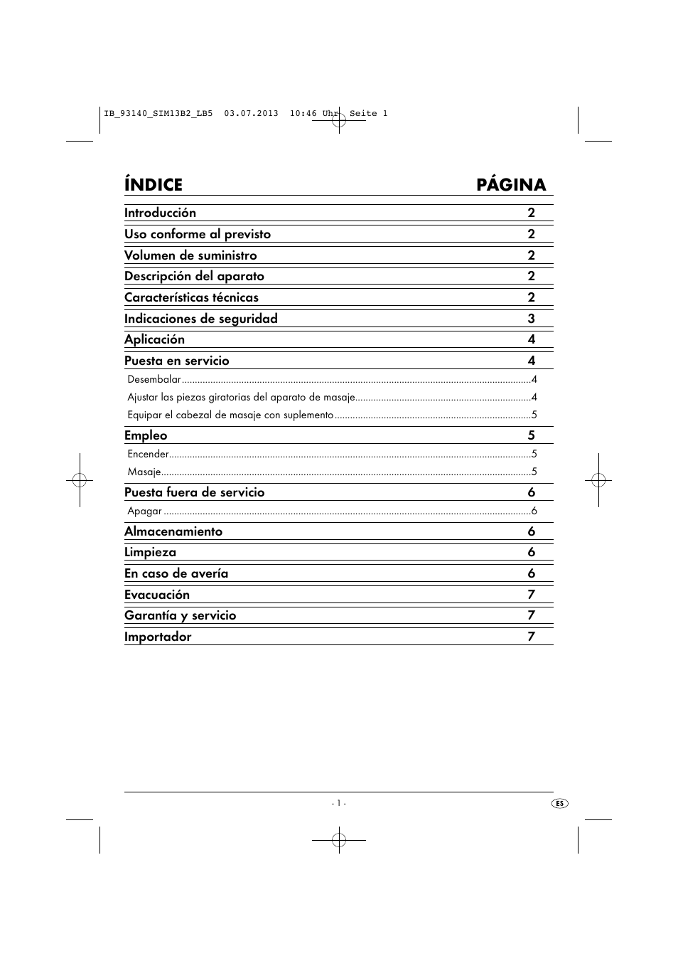 Índice página | Silvercrest SIM 13 B2 User Manual | Page 4 / 43