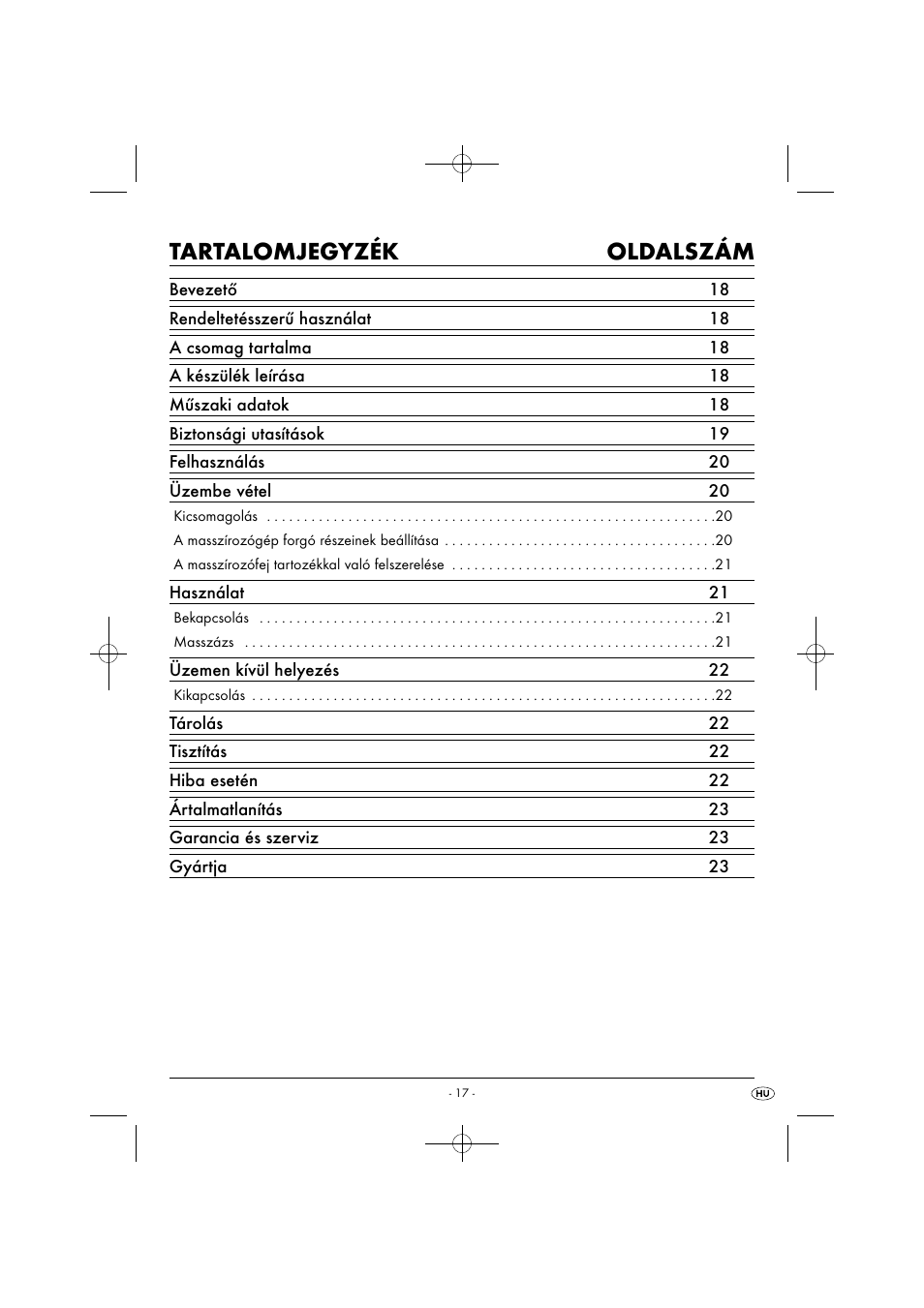 Tartalomjegyzék oldalszám | Silvercrest SIM 13 B2 User Manual | Page 20 / 59