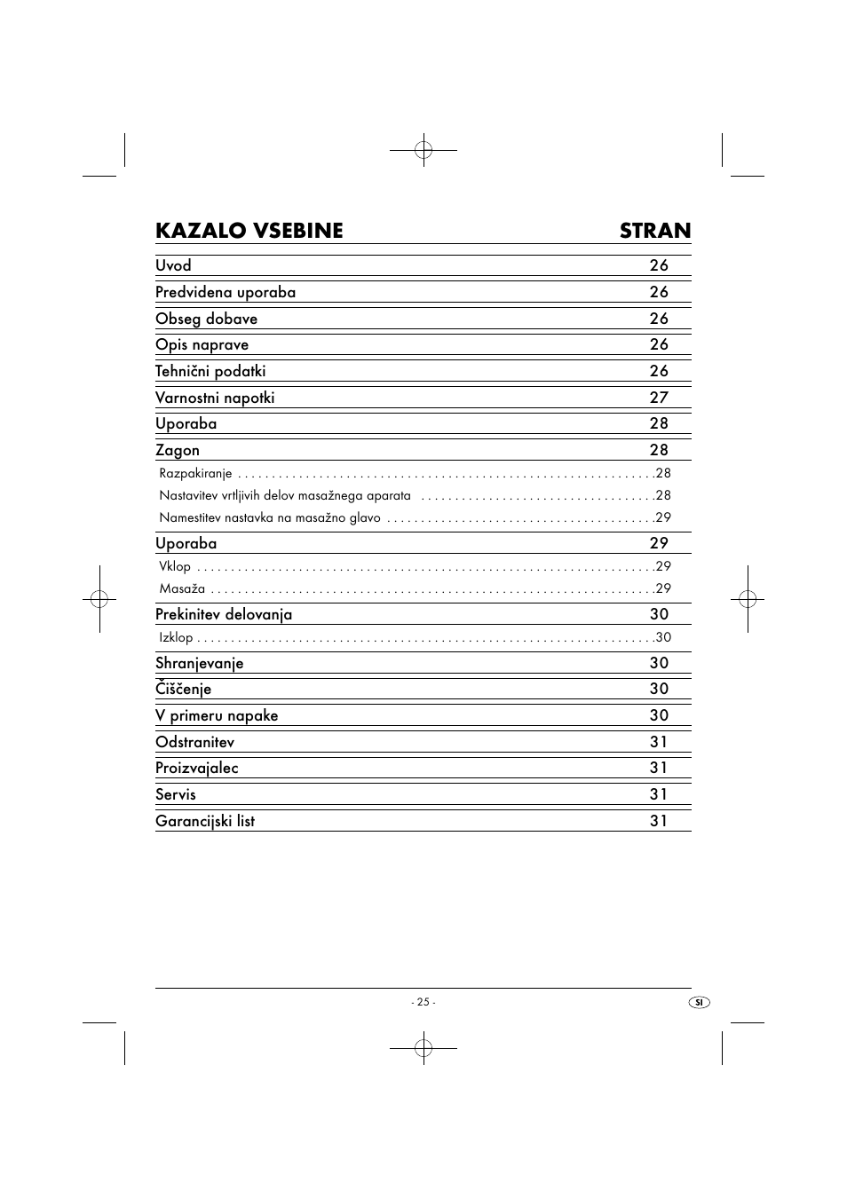 Kazalo vsebine stran | Silvercrest SIM 13 B2 User Manual | Page 28 / 59