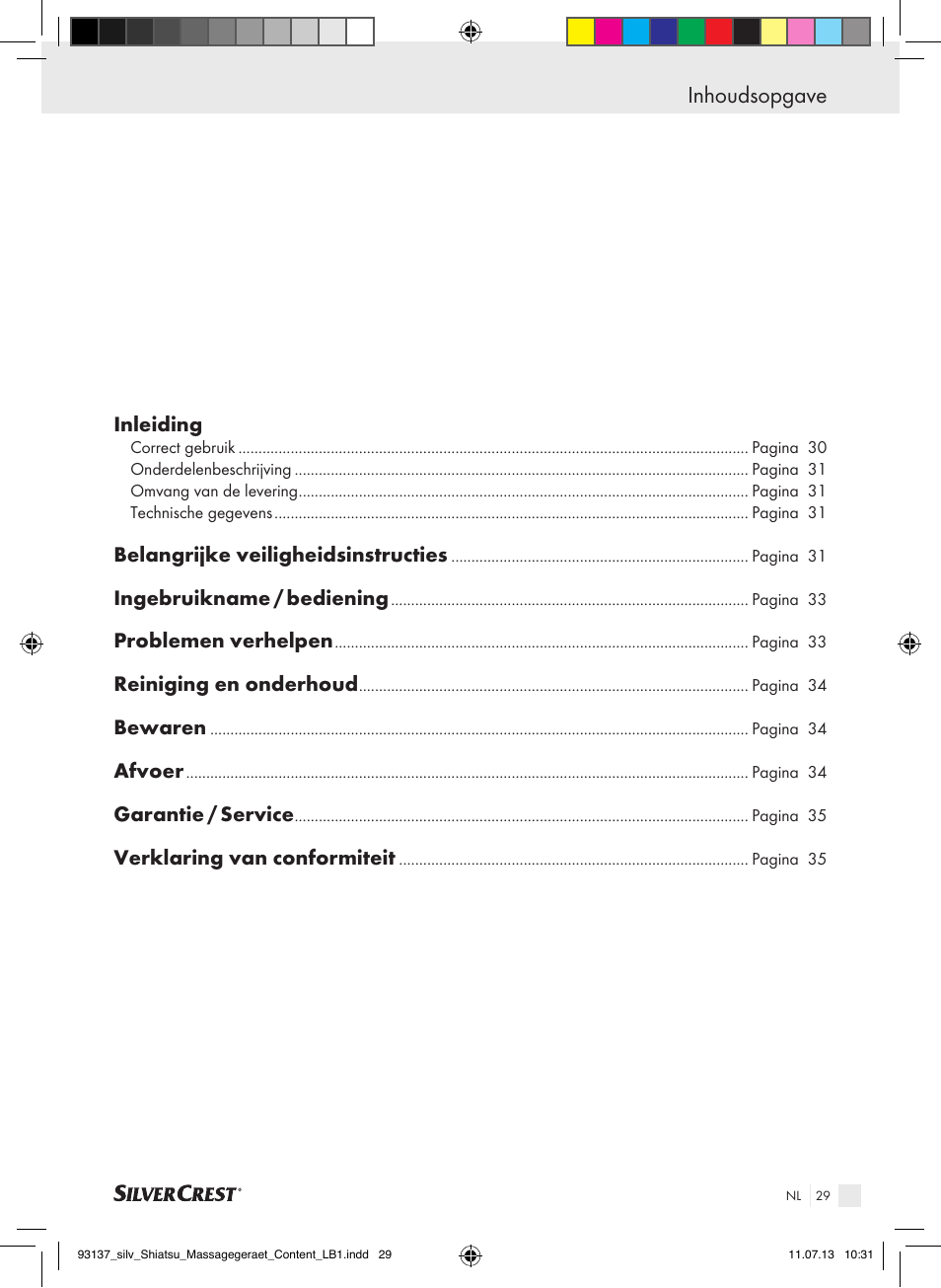 Inhoudsopgave | Silvercrest SSM 141 C3 User Manual | Page 29 / 45