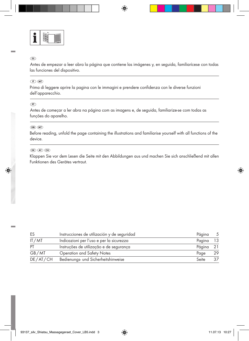 Cuscino per massaggi shiatsu, Shiatsu massage cushion | Silvercrest SSM 141 C3 User Manual | Page 2 / 45