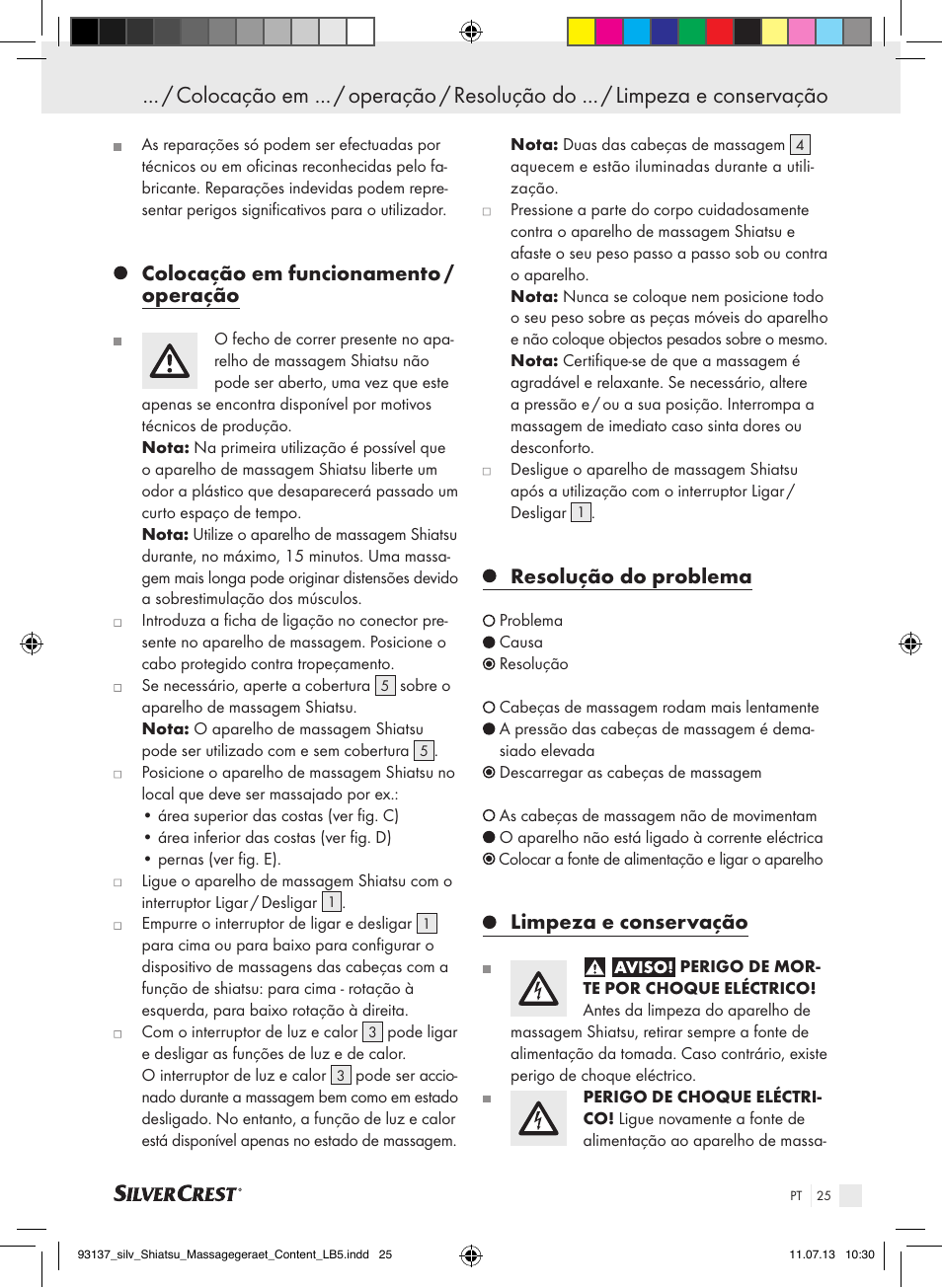 Colocação em funcionamento / operação, Resolução do problema, Limpeza e conservação | Silvercrest SSM 141 C3 User Manual | Page 25 / 45