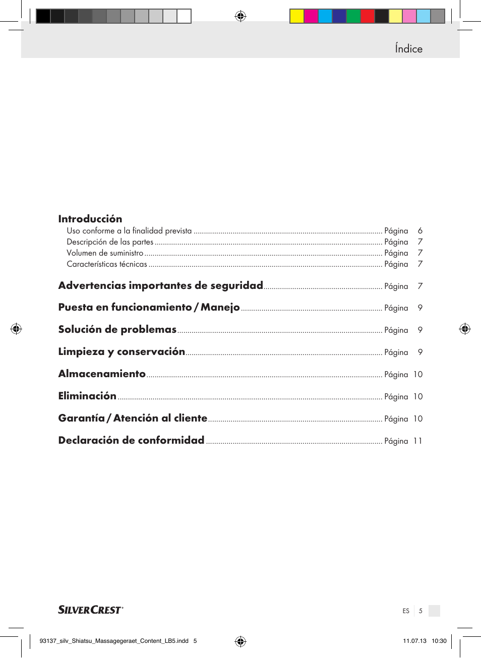 Índice | Silvercrest SSM 141 C3 User Manual | Page 5 / 45