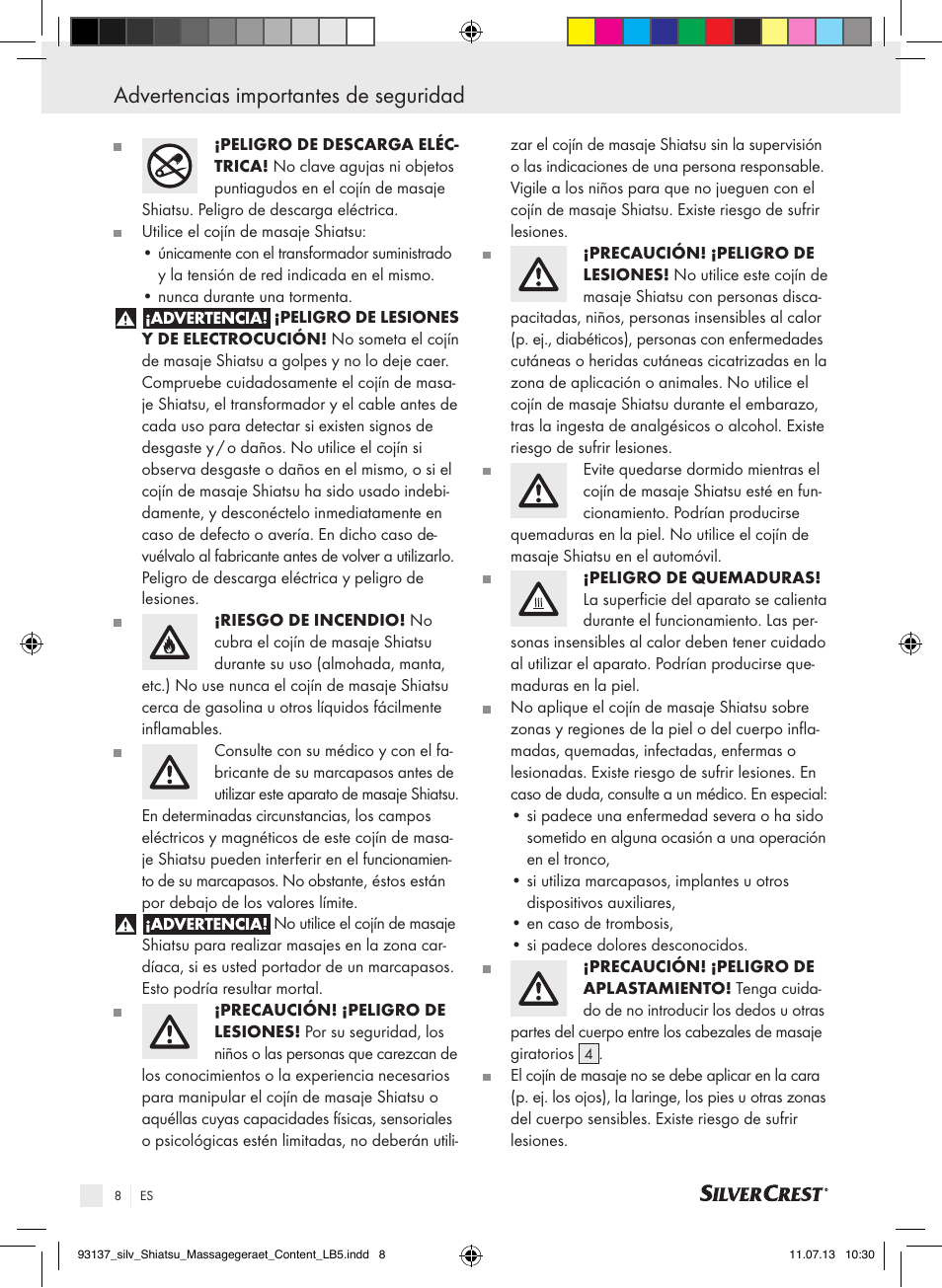 Advertencias importantes de seguridad | Silvercrest SSM 141 C3 User Manual | Page 8 / 45