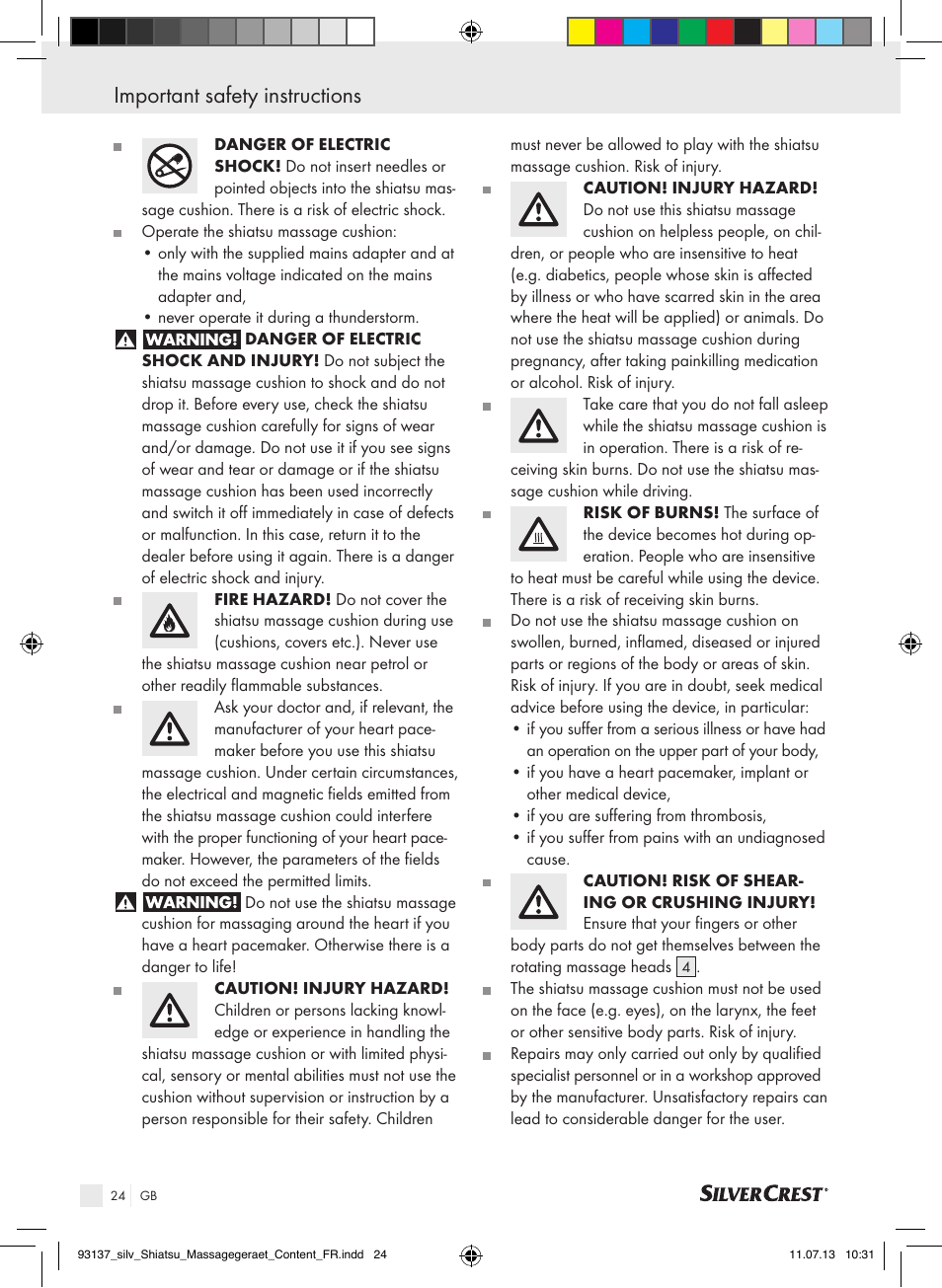Important safety instructions | Silvercrest SSM 141 C3 User Manual | Page 24 / 29