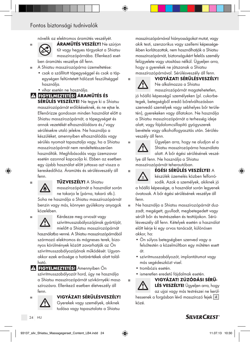 Fontos biztonsági tudnivalók | Silvercrest SSM 141 C3 User Manual | Page 24 / 61
