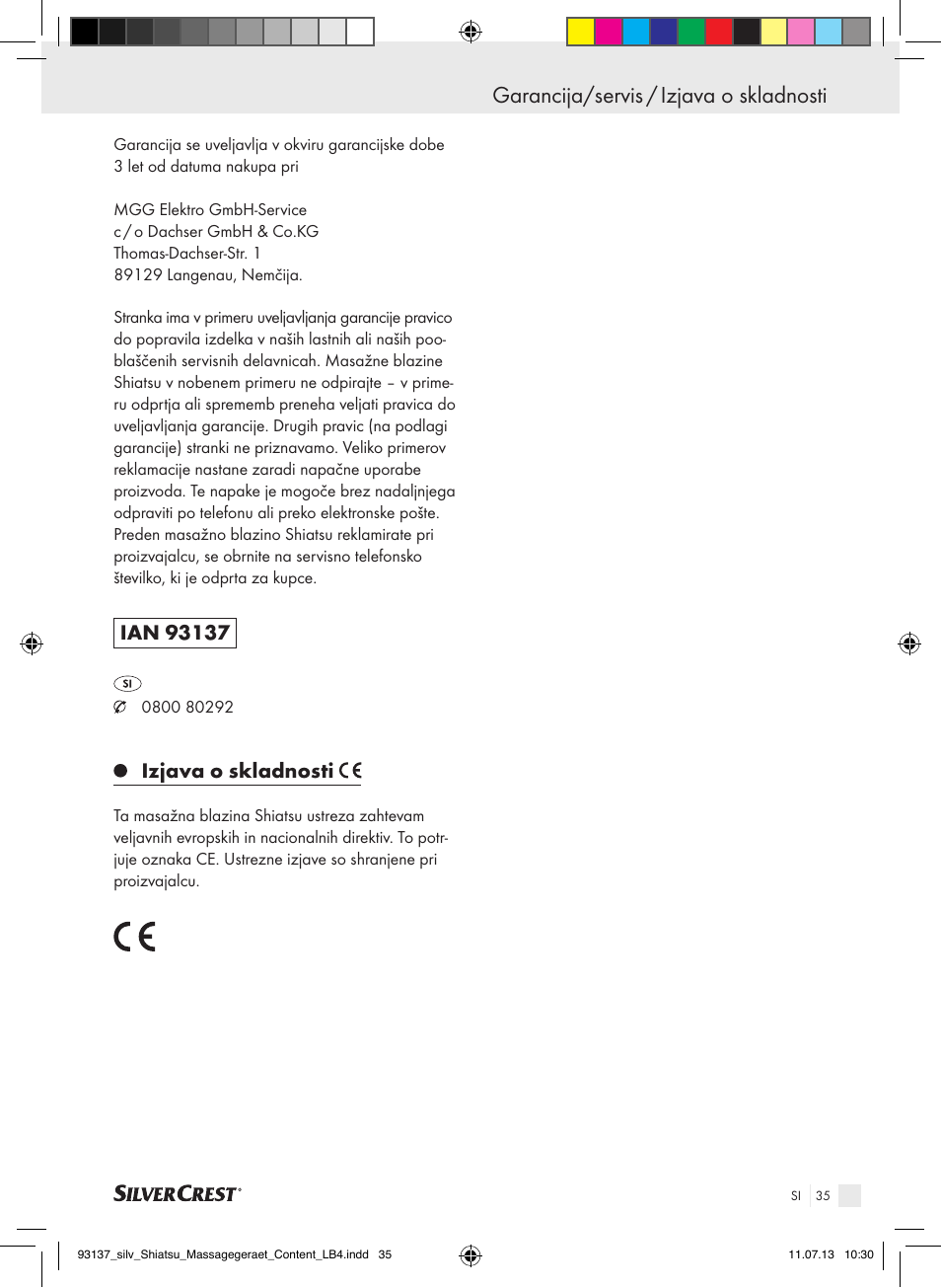 Garancija/servis / izjava o skladnosti, Izjava o skladnosti | Silvercrest SSM 141 C3 User Manual | Page 35 / 61