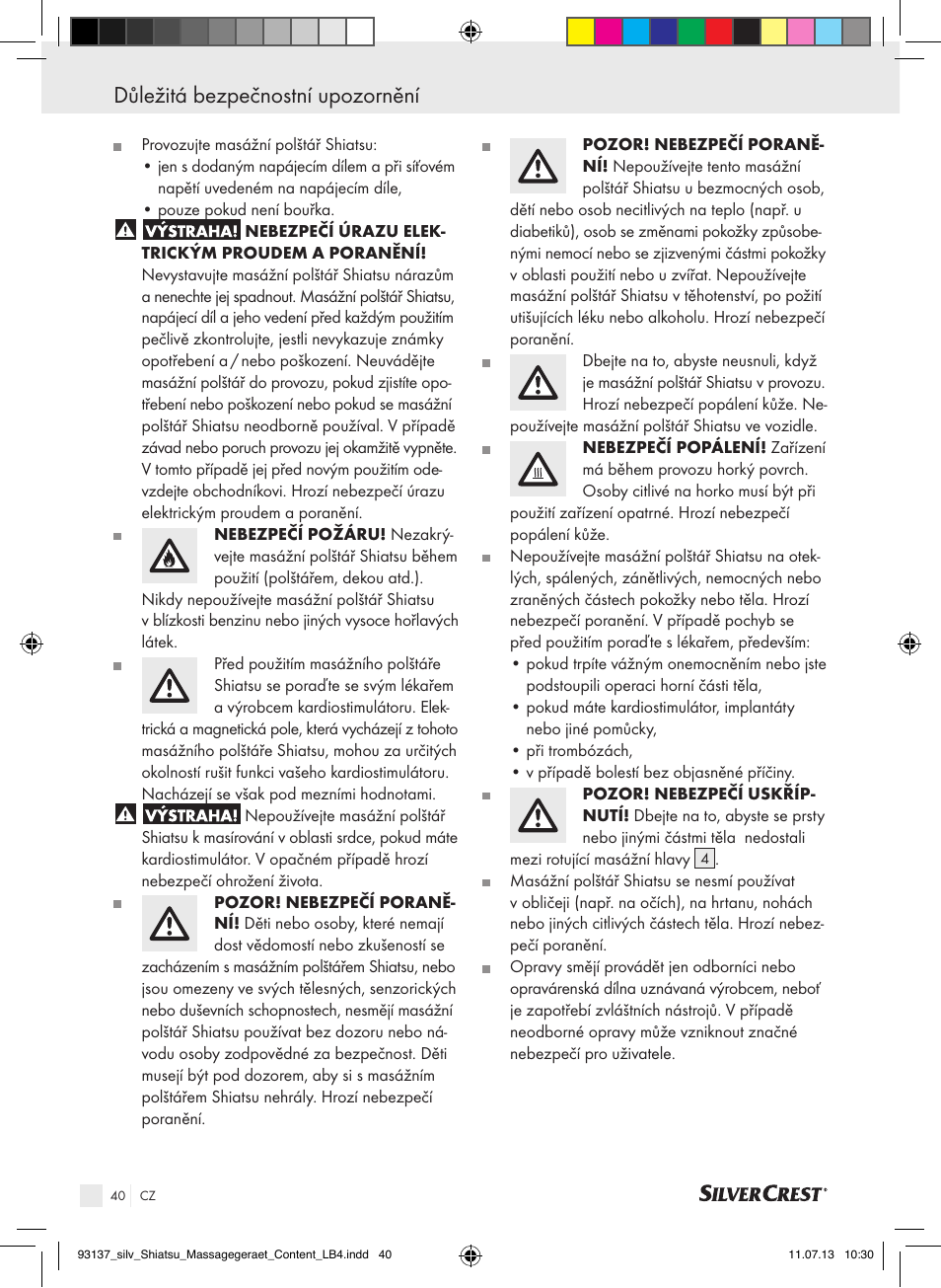 Důležitá bezpečnostní upozornění | Silvercrest SSM 141 C3 User Manual | Page 40 / 61
