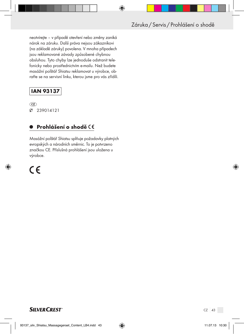 Záruka / servis / prohlášení o shodě, Prohlášení o shodě | Silvercrest SSM 141 C3 User Manual | Page 43 / 61