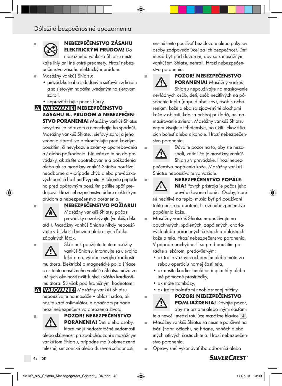 Dôležité bezpečnostné upozornenia | Silvercrest SSM 141 C3 User Manual | Page 48 / 61