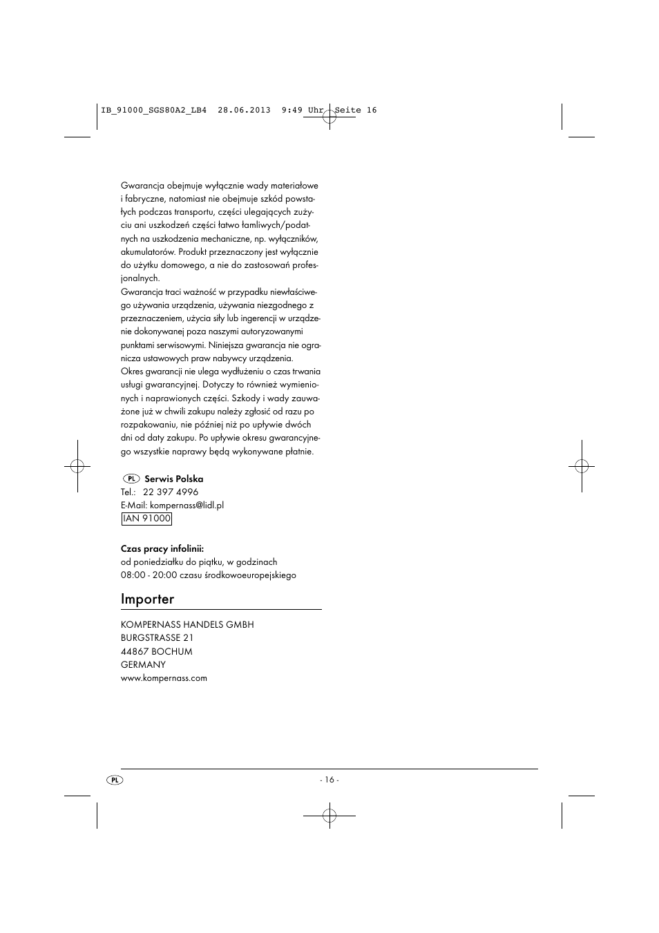 Importer | Silvercrest SGS 80 A2 User Manual | Page 19 / 60