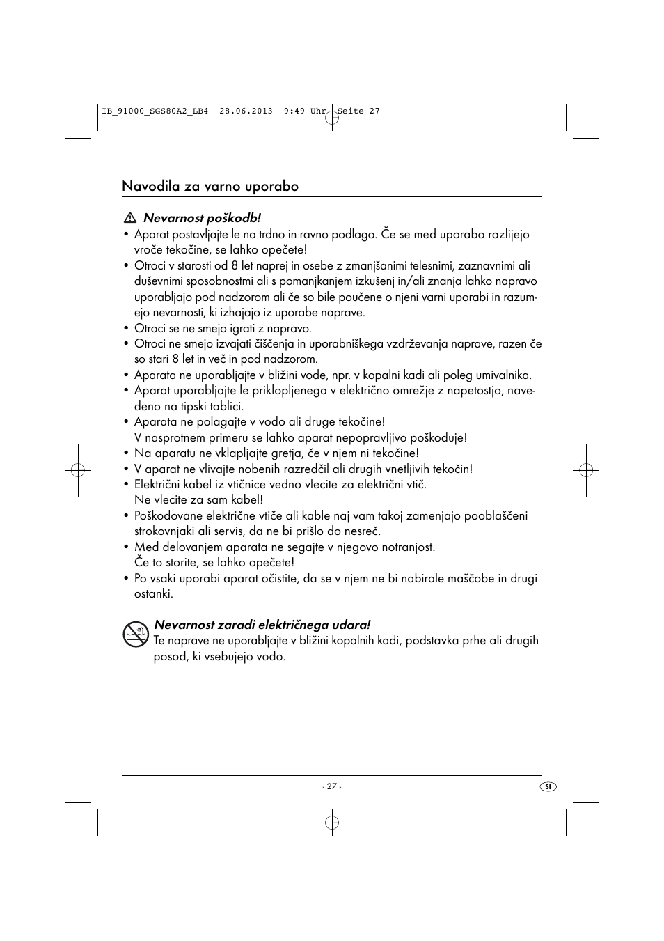 Navodila za varno uporabo | Silvercrest SGS 80 A2 User Manual | Page 30 / 60