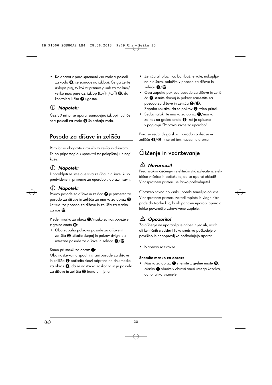 Posoda za dišave in zelišča, Čiščenje in vzdrževanje, Napotek | Nevarnost, Opozorilo | Silvercrest SGS 80 A2 User Manual | Page 33 / 60