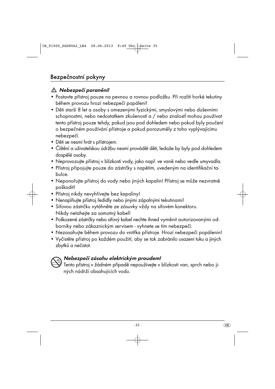Bezpečnostní pokyny | Silvercrest SGS 80 A2 User Manual | Page 38 / 60