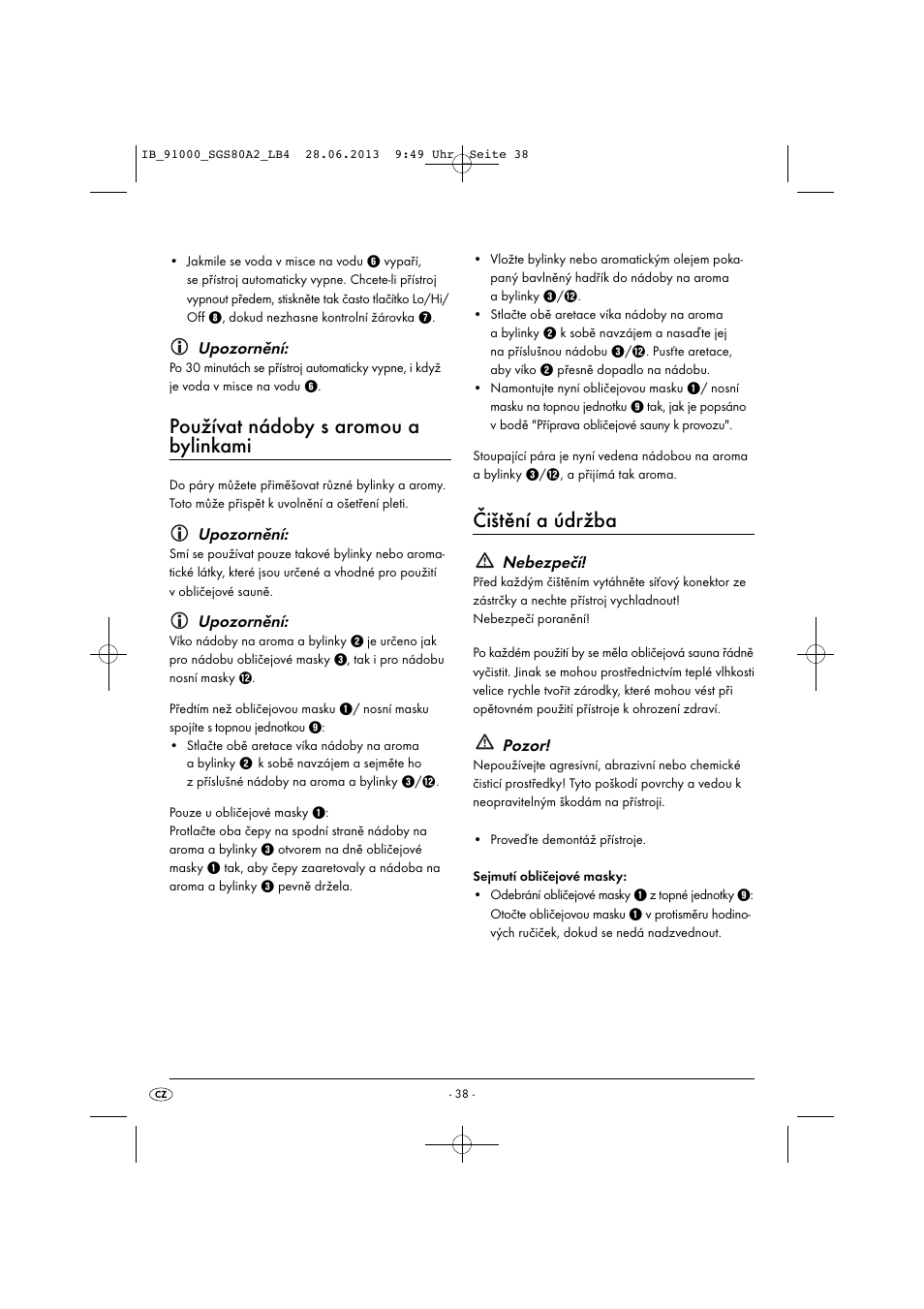 Používat nádoby s aromou a bylinkami, Čištění a údržba | Silvercrest SGS 80 A2 User Manual | Page 41 / 60