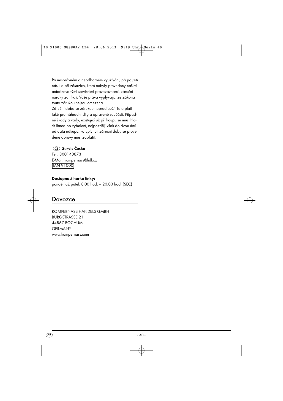 Dovozce | Silvercrest SGS 80 A2 User Manual | Page 43 / 60