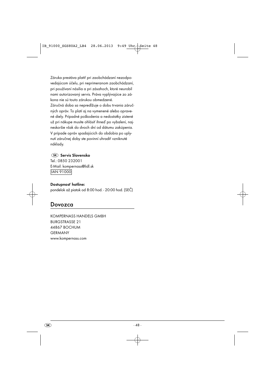 Dovozca | Silvercrest SGS 80 A2 User Manual | Page 51 / 60