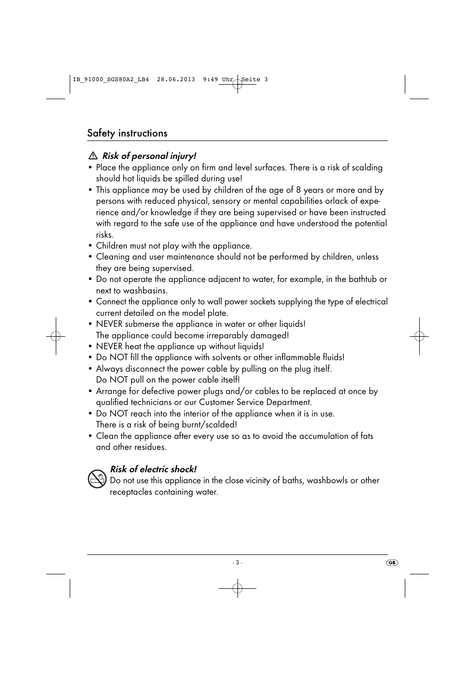 Safety instructions | Silvercrest SGS 80 A2 User Manual | Page 6 / 60