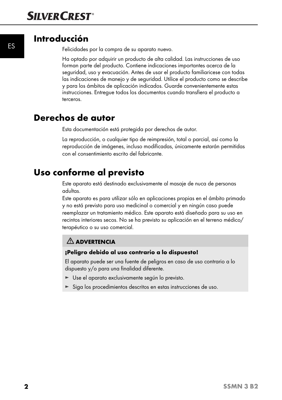 Introducción, Derechos de autor, Uso conforme al previsto | Silvercrest SSMN 3 B2 User Manual | Page 5 / 45