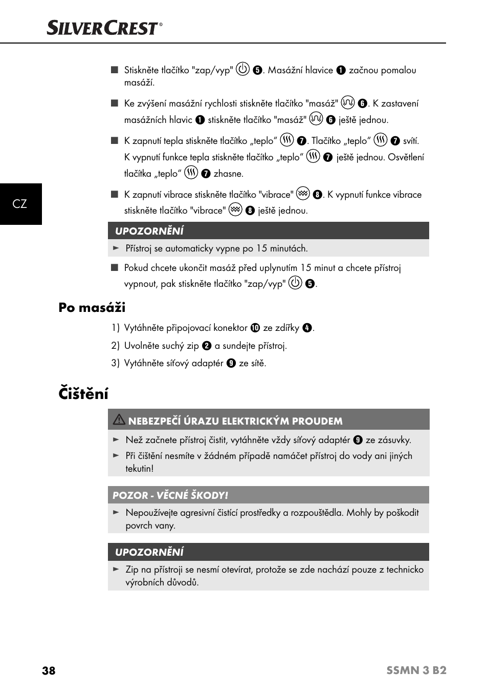 Čištění, Po masáži | Silvercrest SSMN 3 B2 User Manual | Page 41 / 65