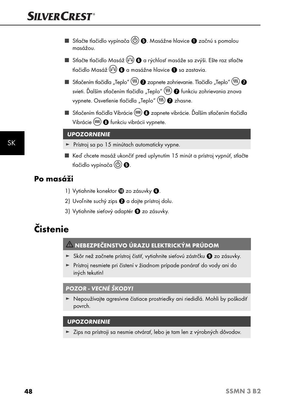 Čistenie, Po masáži | Silvercrest SSMN 3 B2 User Manual | Page 51 / 65