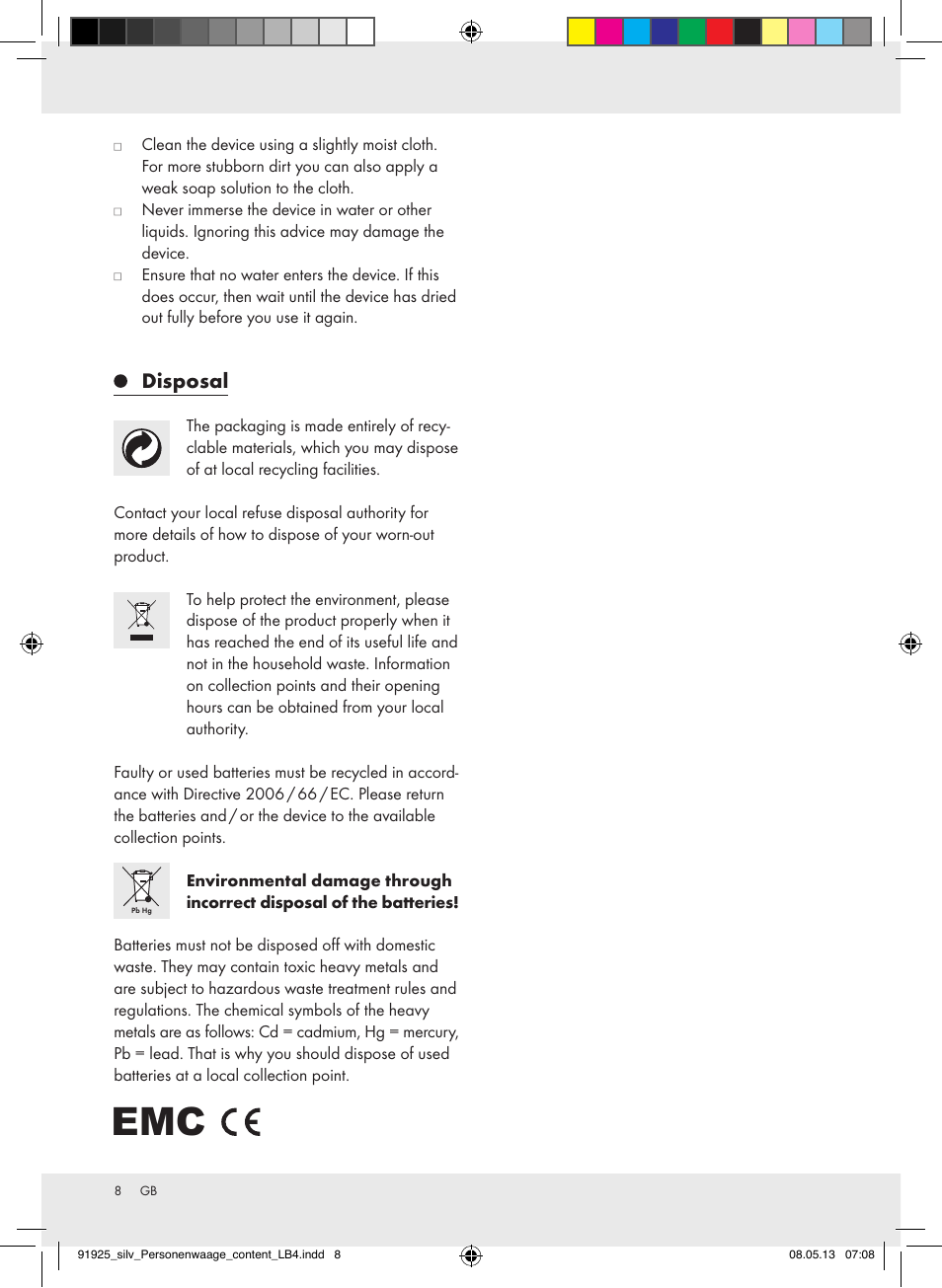 Disposal | Silvercrest Z30936 User Manual | Page 8 / 34